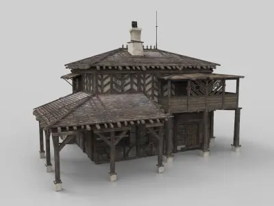 Medieval house fantasy 08 Low-poly 3D model