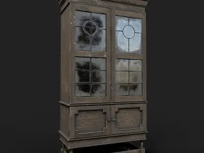 Old Wooden Cabinet 3D Model Vintage Furniture PBR Asset Low-poly 3D model