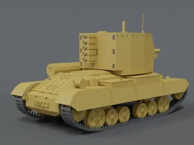 Low Poly Cartoon Bishop Tank Low-poly 3D model