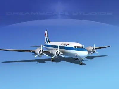 Douglas DC-4 United Airlines 2 3D model