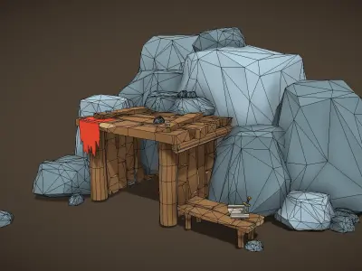 Goblins and Orcs Gold Mine Low-poly 3D model