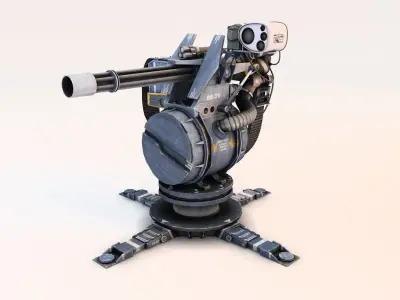 Turret Gun Optimized Low-poly 3D model