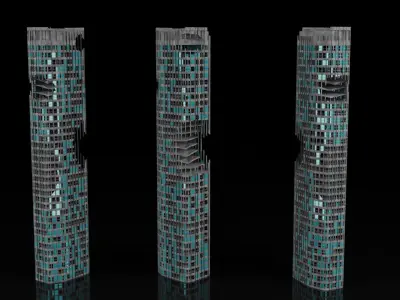 Low Poly Ruined Building - Game Ready - PBR Low-poly 3D model