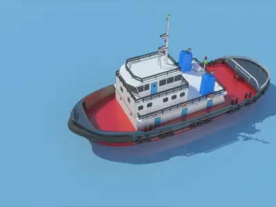 tug  boat Low-poly 3D model