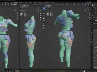 character military woman  Low-poly 3D model