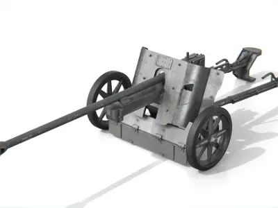 5cm Pak 38 Anti-Tank Gun 3D model