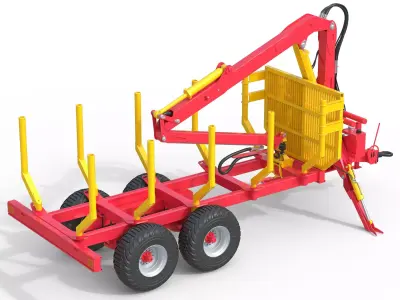 Xylotrail 11 Logging Forestry Trailer Low-poly 3D model
