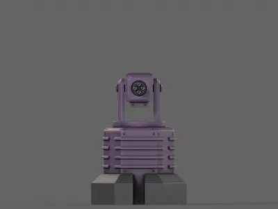 PBR Turret Gun 03 Purple Low-poly 3D model