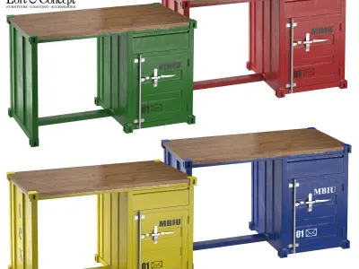 Metal and Oak Sea Container Desk 3D model