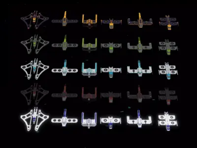6 Sci-Fi Low Poly Ships with 5 Different Color Variations  Low-poly 3D model