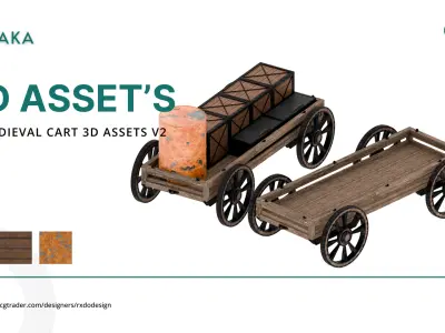 Medieval Wagon Cart Train 3D Model Assets  Low-poly 3D model