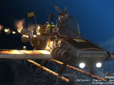 Flying steampunk motorcycle 3D model