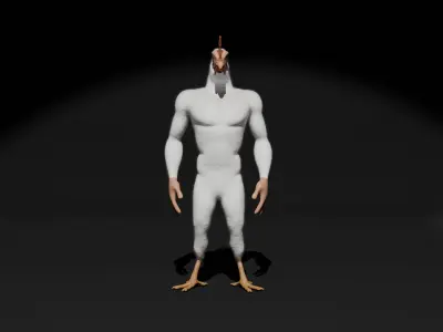 Chicken-Man Rigged and Textured Low-poly 3D model