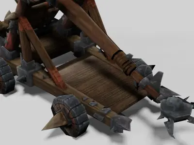 Stylized Medieval Catapult Low-poly 3D model