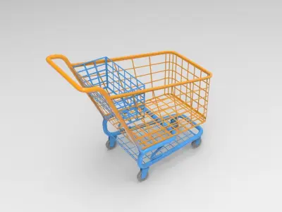 Supermarket Trolley Low-poly 3D model purchase