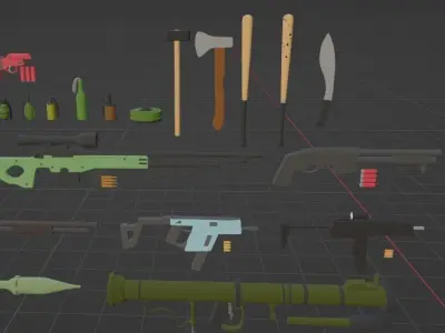 Low Poly Weapons Pack 3D model