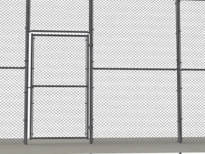 Chain Link Fence and Gate 3D model