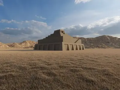 Zigurat ancient pyramid-Ziggurat Temple 3D model 2