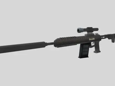 no brand low poly sniper rifle Low-poly 3D model