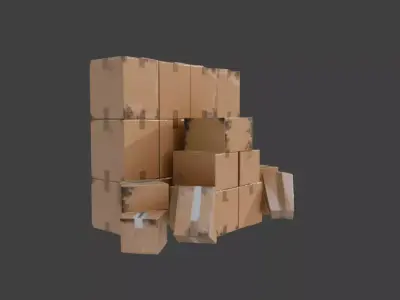 Cardboard Fortress Low-poly 3D model