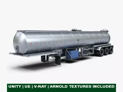 Generic Food Tank Trailer 02 For Heavy Truck PBR Low-poly 3D model