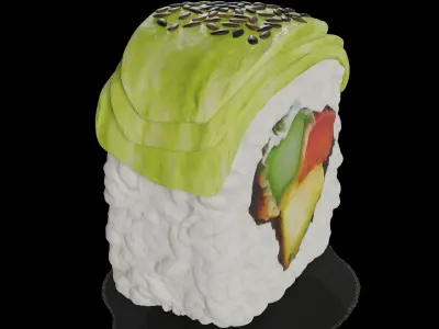 Sushi with avocado and sesame seeds 3D model