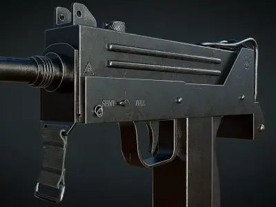 Submachine Gun Blender Rig - MC10 Rig V1 Low-poly 3D model
