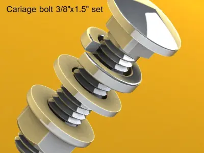 Carriage bolt  set 3D model