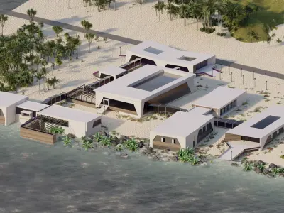 Cultural and recreational coastal complex 3D model