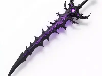 Purple Dark Shadow Thorn Sword 3D Model Free low-poly 3D model