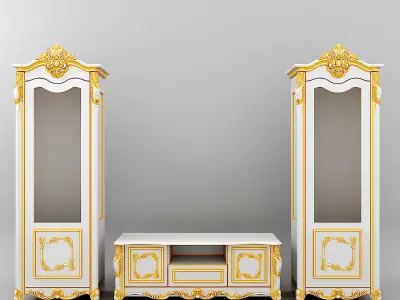 Pinal01 set of gold furniture 3D model