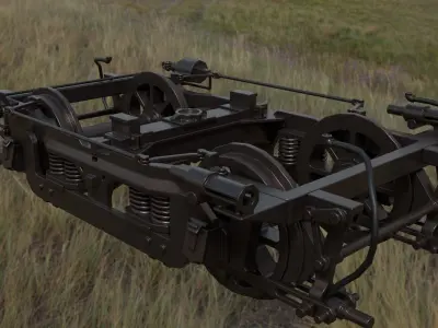 Rigged low poly train bogie Low-poly 3D model
