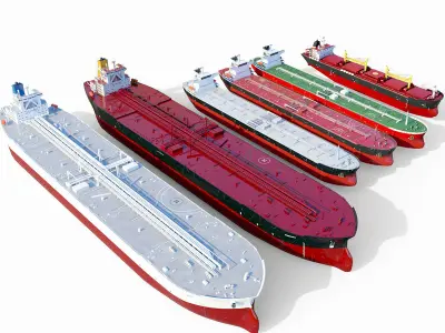 collection ships lowpoly tanker ship Low-poly 3D model