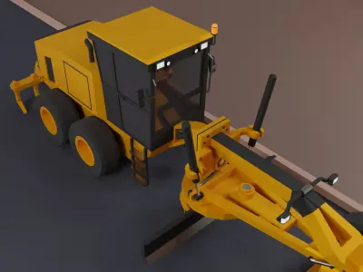 Motor Grader Heavy Vehicle Low-poly 3D model