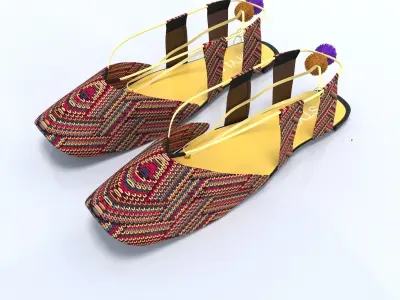 female cloth shoes flat 3D model