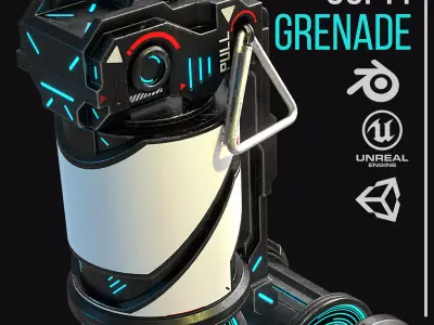 Game ready Grenade prop Low-poly 3D model Low-poly 3D model