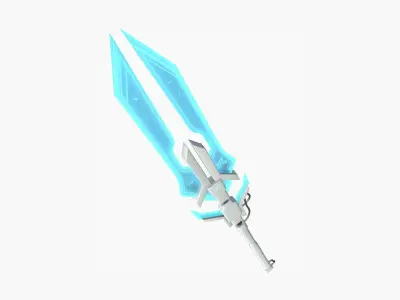 SciFi War Spear A02 White Blue - Character Design Fashion Low-poly 3D model