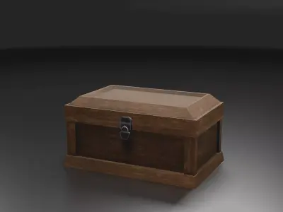 Chest wooden Free low-poly 3D model
