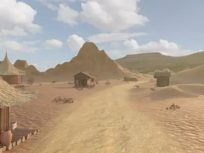 Desert Village At Sunset 3D model