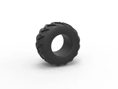 Old school pulling truck tire Scale 1 to 25 3D print model
