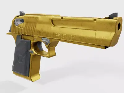 Golden Desert Eagle Pistol Low-poly 3D model