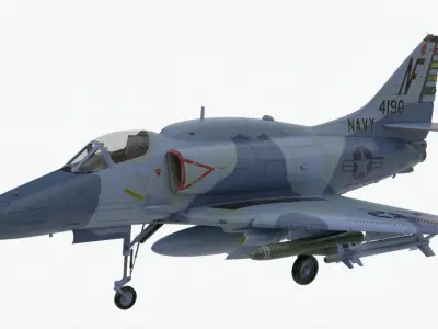 4K textures A-4F Skyhawk 3D Model Low-poly 3D model
