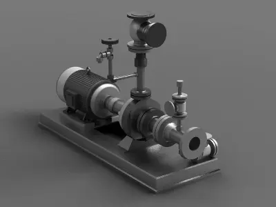 Motor crusher air valve pump factory equipment 3D model