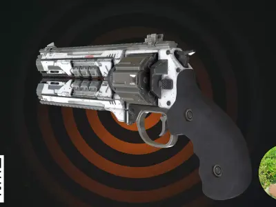 Cyberpunk Energy Revolver White Edition 3D model