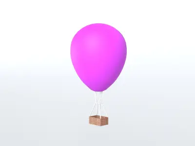 Hot Air Balloon v1 012 Low-poly 3D model