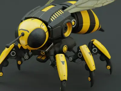 Mecha Bee Low-poly 3D model