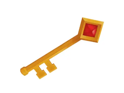 Golden Key - Hand Painted Free 3D model