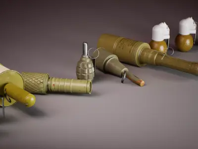 Soviet Hand Grenade Collection Low-poly 3D model