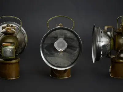 Carbide Lamp - game ready Low-poly 3D model