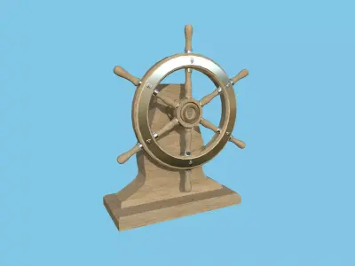 Pirate Ship Wheel 07 - Clear Wood - Helm Interior Parts Low-poly 3D model